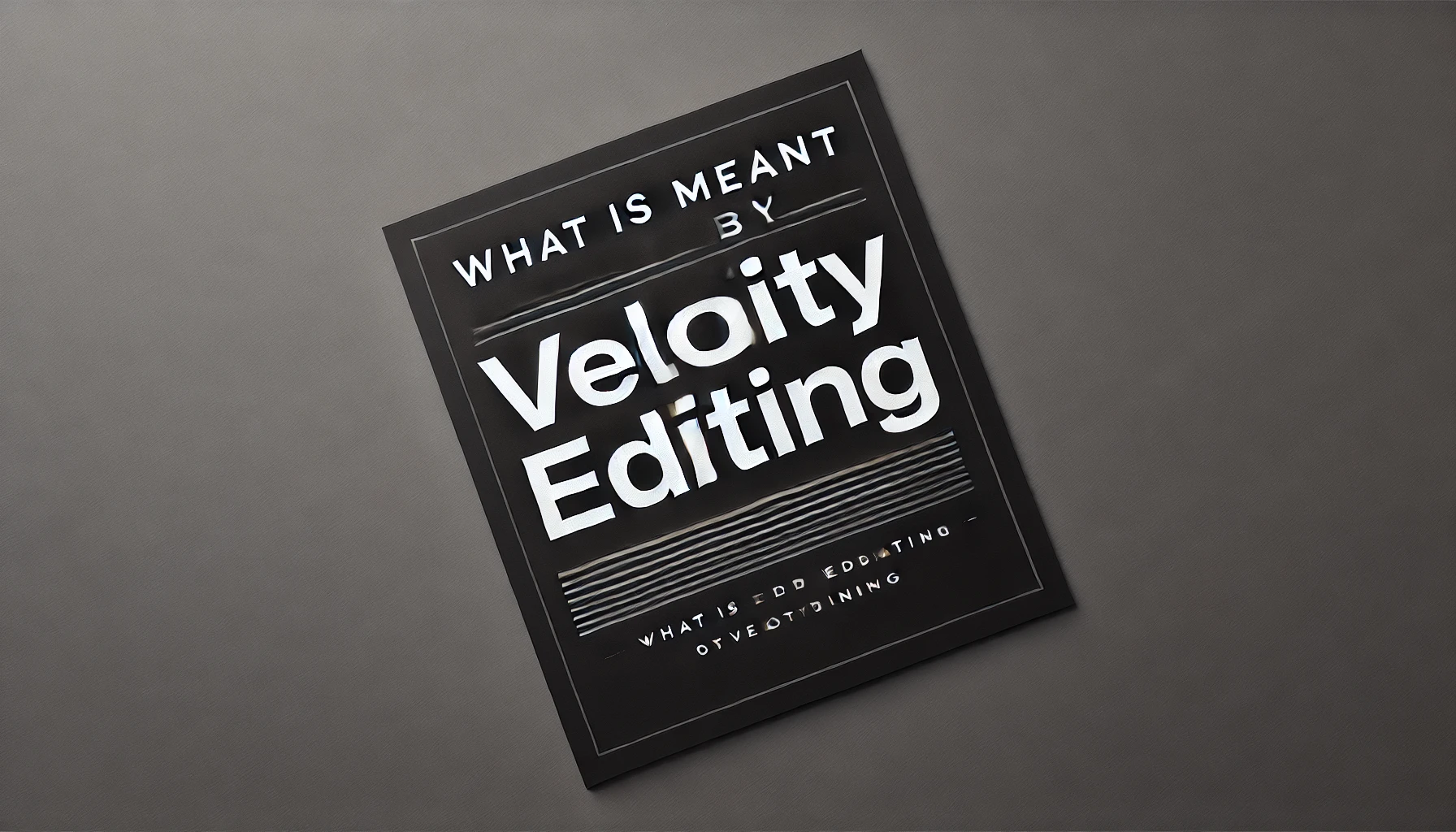 What is mean by Velocity Editing